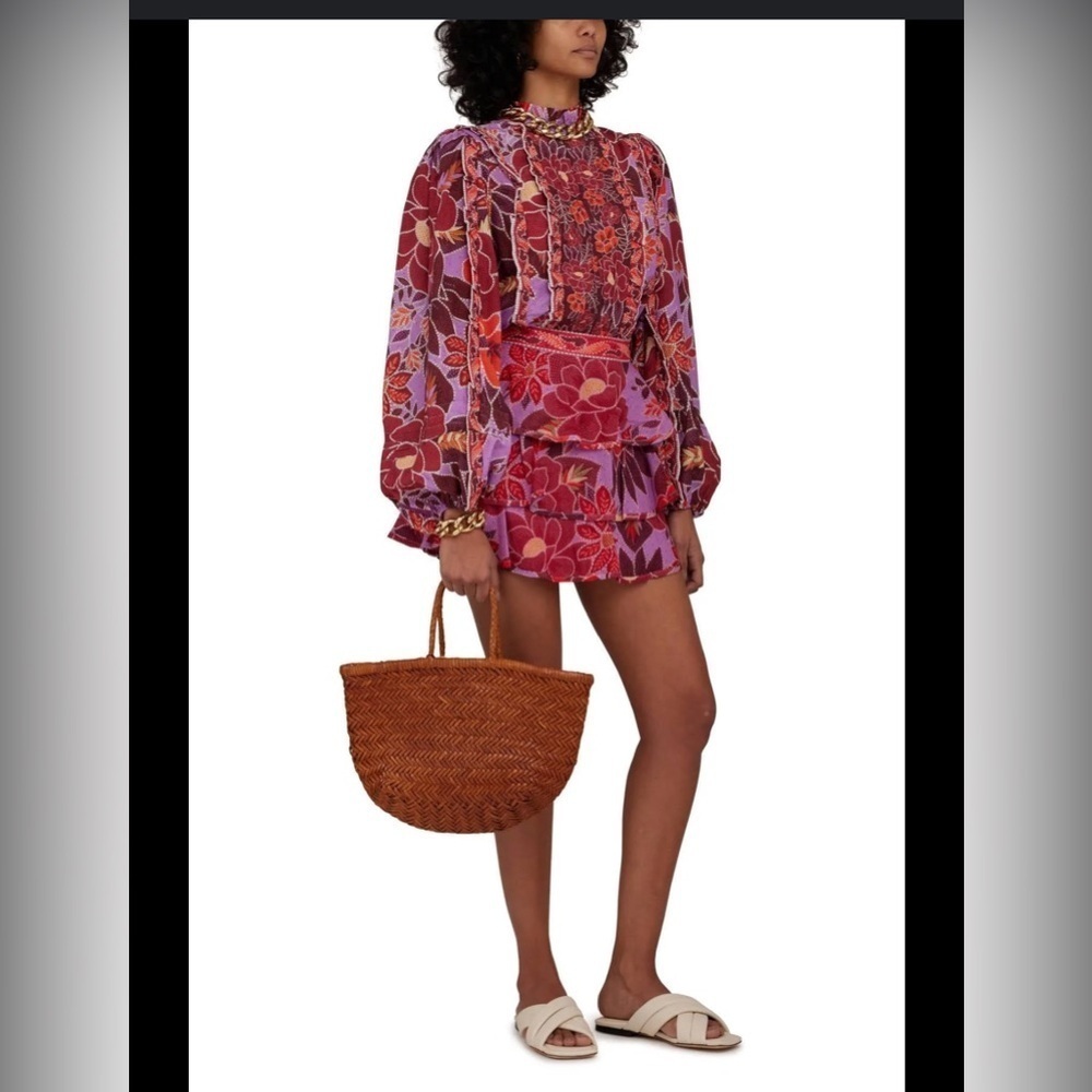 Farm Rio Purple Tiered Mini Skirt M